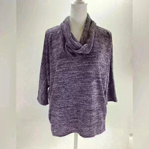 1X ROZ & ALI Women Purple Cowl Neck Lightweight Sweater A40 X Large